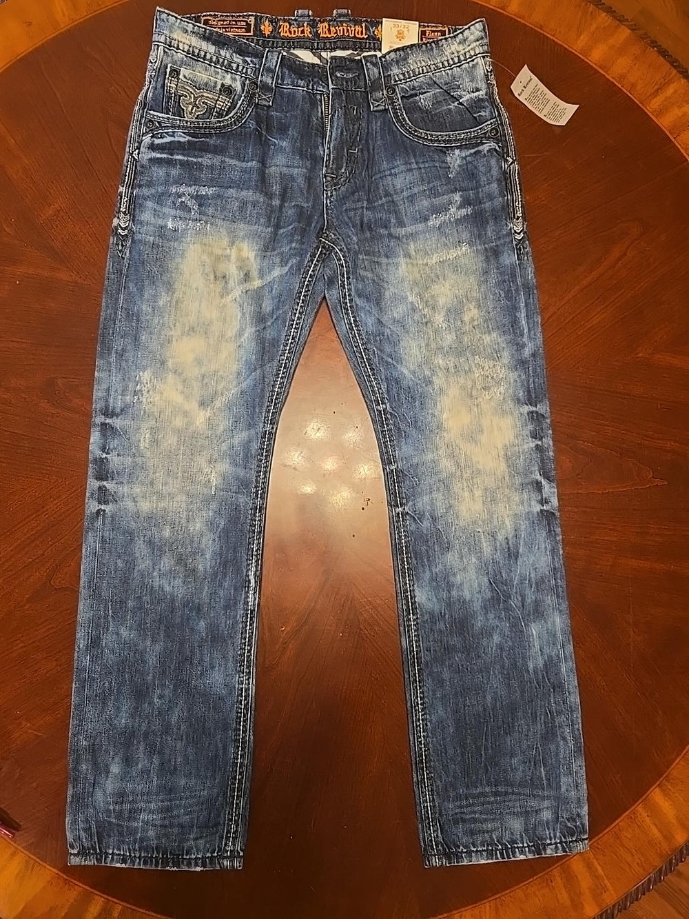 Rock Revival Flann Alt Straight Men’s Jeans 33x32 Distressed NWT